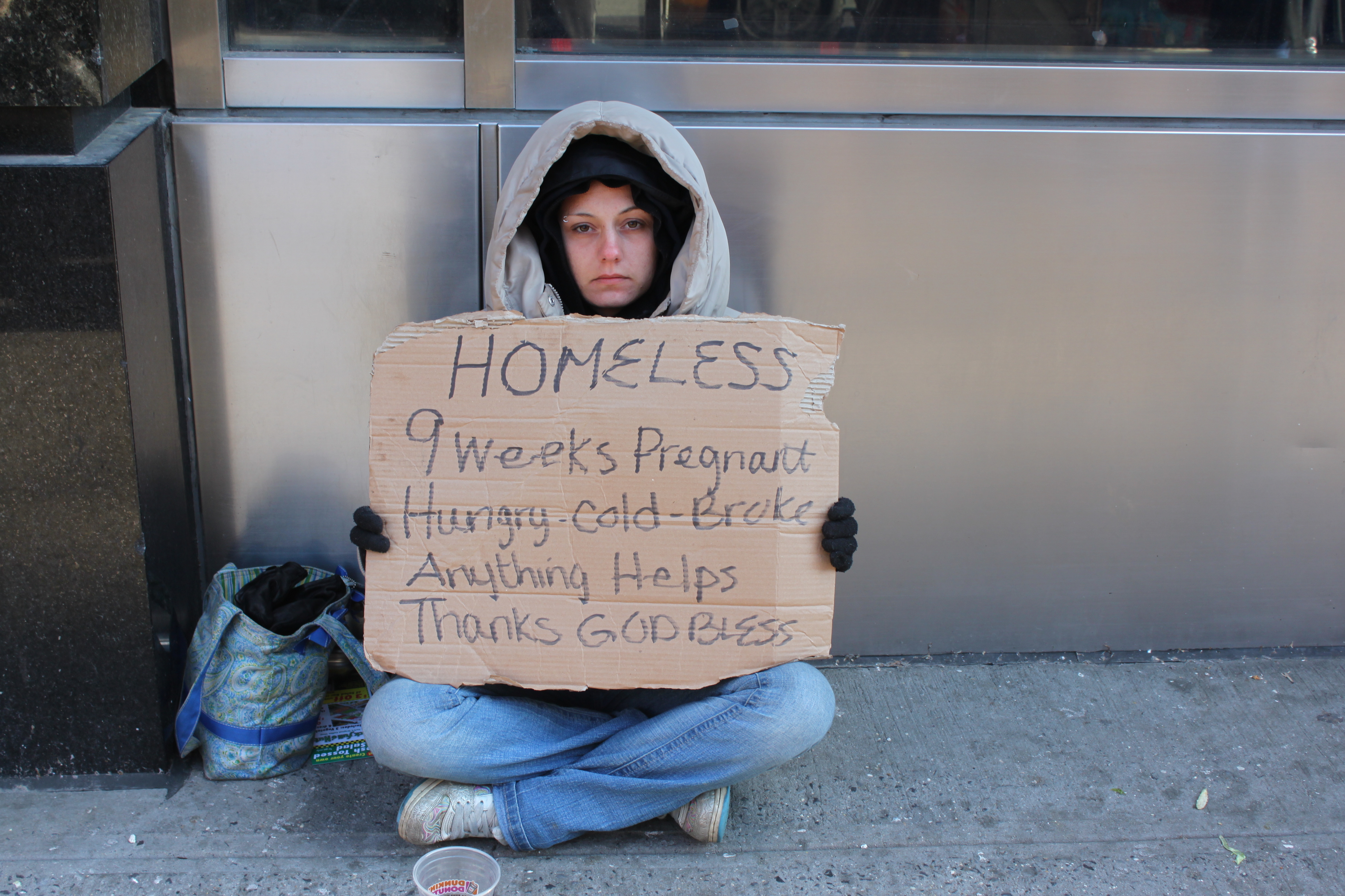 Pregnant and homeless.